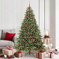 vidaXL Konstgjord julgran med 300 LED-lampor Grön 180 cm PE och PVC