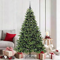 vidaXL Konstgjord julgran med 300 LED-lampor Grön 180 cm PE och PVC