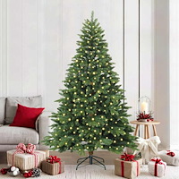 vidaXL Konstgjord julgran med 300 LED-lampor Grön 210 cm PE och PVC