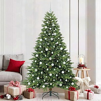 vidaXL Konstgjord julgran med 300 LED-lampor Grön 210 cm PE och PVC
