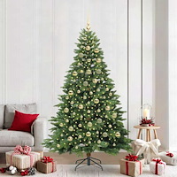 vidaXL Konstgjord julgran med 300 LED-lampor Grön 210 cm PE och PVC