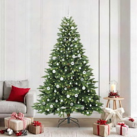 vidaXL Konstgjord julgran med 300 LED-lampor Grön 210 cm PE och PVC