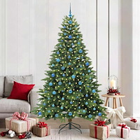 vidaXL Konstgjord julgran med 300 LED-lampor Grön 210 cm PE och PVC