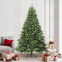 vidaXL Konstgjord julgran med 300 LED-lampor Grön 240 cm PE och PVC