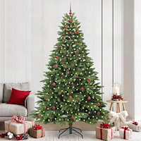 vidaXL Konstgjord julgran med 300 LED-lampor Grön 240 cm PE och PVC