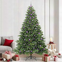 vidaXL Konstgjord julgran med 300 LED-lampor Grön 240 cm PE och PVC