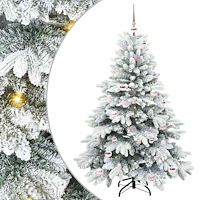 vidaXL Konstgjord julgran med 150 LED-lampor Grön 150 cm PE och PVC