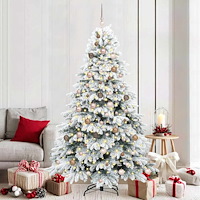 vidaXL Konstgjord julgran med 300 LED-lampor Grön 210 cm PE och PVC