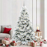 vidaXL Konstgjord julgran med 300 LED-lampor Grön 210 cm PE och PVC