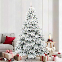 vidaXL Konstgjord julgran med 300 LED-lampor Grön 210 cm PE och PVC