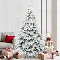 vidaXL Konstgjord julgran med 300 LED-lampor Grön 210 cm PE och PVC