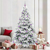 vidaXL Konstgjord julgran med 300 LED-lampor Grön 210 cm PE och PVC