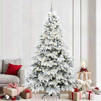 vidaXL Konstgjord julgran med 300 LED-lampor Grön 240 cm PE och PVC