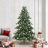 vidaXL Plast Hingad Julgran med 300 LED-lampor med stativ 210 cm PVC