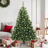 vidaXL Konstgjord julgran med 150 LED-lampor Grön 150 cm PE och PVC