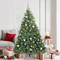 vidaXL Konstgjord julgran med 300 LED-lampor Grön 180 cm PE och PVC
