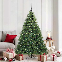 vidaXL Konstgjord julgran med 300 LED-lampor Grön 180 cm PE och PVC