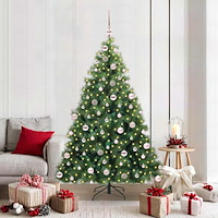 vidaXL Konstgjord julgran med 300 LED-lampor Grön 180 cm PE och PVC