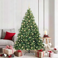 vidaXL Konstgjord julgran med 300 LED-lampor Grön 180 cm PE och PVC