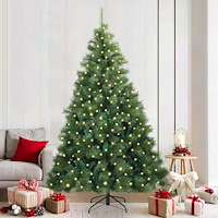 vidaXL Konstgjord julgran med 300 LED-lampor Grön 210 cm PE och PVC