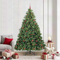 vidaXL Konstgjord julgran med 300 LED-lampor Grön 210 cm PE och PVC