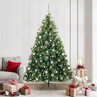 vidaXL Konstgjord julgran med 300 LED-lampor Grön 210 cm PE och PVC