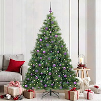 vidaXL Konstgjord julgran med 300 LED-lampor Grön 210 cm PE och PVC