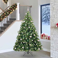 vidaXL Konstgjord julgran med 300 LED-lampor Grön 240 cm PE och PVC