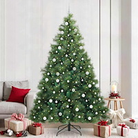 vidaXL Konstgjord julgran med 300 LED-lampor Grön 240 cm PE och PVC