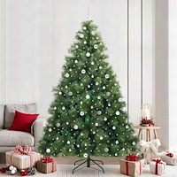 vidaXL Konstgjord julgran med 300 LED-lampor Grön 240 cm PE och PVC