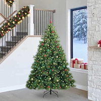 vidaXL Konstgjord julgran med 300 LED-lampor Grön 240 cm PE och PVC