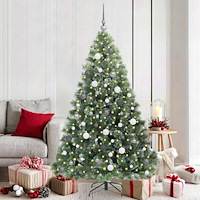 vidaXL Konstgjord julgran med 300 LED-lampor Grön 180 cm PE och PVC