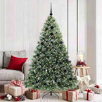 vidaXL Konstgjord julgran med 300 LED-lampor Grön 180 cm PE och PVC