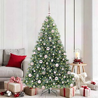 vidaXL Konstgjord julgran med 300 LED-lampor Grön 180 cm PE och PVC