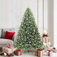 vidaXL Konstgjord julgran med 300 LED-lampor Grön 180 cm PE och PVC