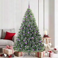 vidaXL Konstgjord julgran med 300 LED-lampor Grön 180 cm PE och PVC