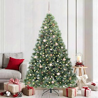 vidaXL Konstgjord julgran med 300 LED-lampor Grön 210 cm PE och PVC