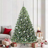 vidaXL Konstgjord julgran med 300 LED-lampor Grön 210 cm PE och PVC