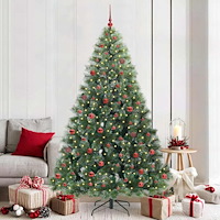 vidaXL Konstgjord julgran med 300 LED-lampor Grön 210 cm PE och PVC