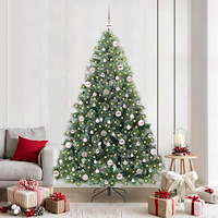 vidaXL Konstgjord julgran med 300 LED-lampor Grön 210 cm PE och PVC