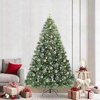 vidaXL Konstgjord julgran med 300 LED-lampor Grön 210 cm PE och PVC
