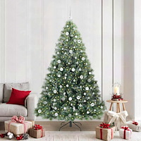 vidaXL Konstgjord julgran med 300 LED-lampor Grön 210 cm PE och PVC