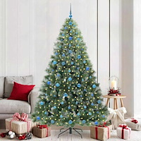 vidaXL Konstgjord julgran med 300 LED-lampor Grön 210 cm PE och PVC