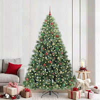vidaXL Konstgjord julgran med 300 LED-lampor Grön 210 cm PE och PVC