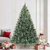 vidaXL Konstgjord julgran med 300 LED-lampor Grön 240 cm PE och PVC