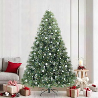 vidaXL Konstgjord julgran med 300 LED-lampor Grön 240 cm PE och PVC