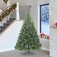 vidaXL Konstgjord julgran med 300 LED-lampor Grön 240 cm PE och PVC