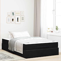 vidaXL Sängram med madrass med lagring Svart 120 x 190 cm Sammet
