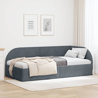 vidaXL Hörn Sängram med huvudgavel Mörkgrå 100 x 200 cm Sammet