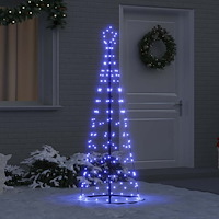 vidaXL LED Julgran med 390 LED-lampor med jordspikar Blå 250 cm Järn